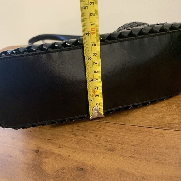 VTG Nine West Y2K 90's Shoulder Basket Weave Woven Black Handbag Bag Purse - Picture 8 of 14